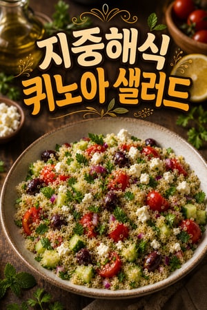 지중해식 퀴노아 샐러드 - 페타 치즈와 신선한 허브