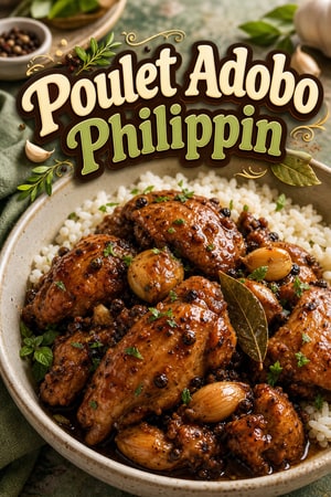 Poulet Adobo Philippin Classique à l'Ail et Sauce Soja