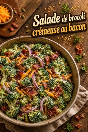 Salade de brocoli crémeuse au bacon et cheddar