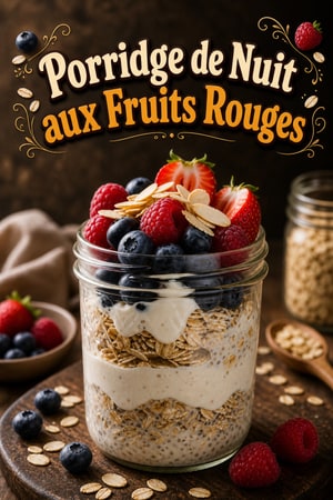 Flocons d'Avoine à Préparer la Veille avec Baies et Amandes
