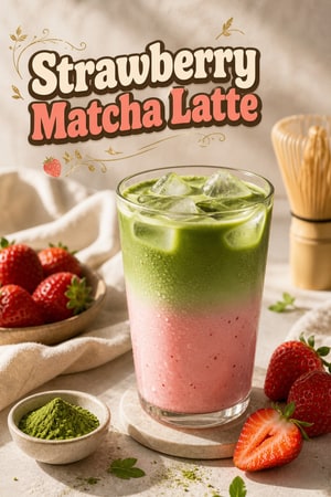 Strawberry Matcha Latte - Creamy Iced or Hot Delight