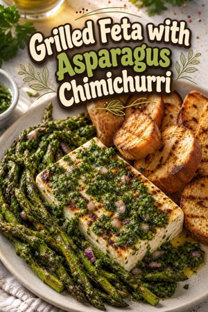 Grilled Feta with Asparagus Chimichurri