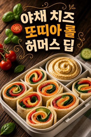 공원 소풍에 딱! 야채와 치즈 또띠아 핀휠과 허머스 - 간단 포장 간식 레시피(아이들 인기)