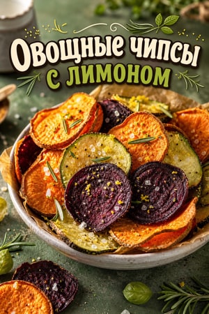 Хрустящие овощные чипсы в аэрофритюрнице с лимоном