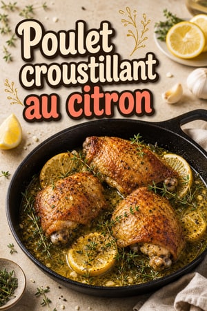 Cuisses de poulet croustillantes au citron, vin & herbes