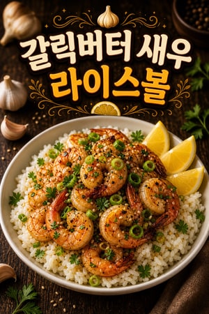 레몬 허브로 상큼하게 즐기는 갈릭버터 새우 라이스볼, 간단한 저녁 한 그릇 레시피 (빠르고 풍미 가득)