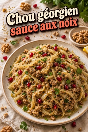 Chou rustique géorgien à la sauce aux noix et herbes