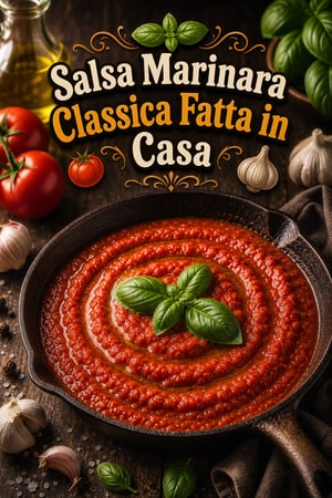 Salsa Marinara Classica Fatta in Casa con Basilico Fresco