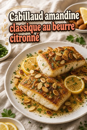 Cabillaud amandine classique au beurre citronné et herbes
