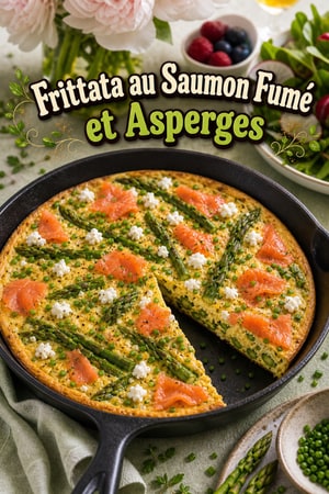 Frittata au Saumon Fumé, Asperges et Fromage de Chèvre