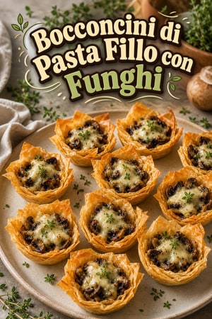 Bocconcini di Pasta Fillo con Funghi e Brie
