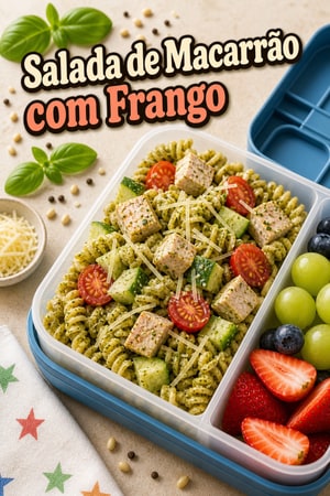 Salada de Macarrão Sem Glúten com Frango e Pesto