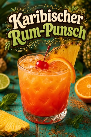 Klassischer Karibischer Rum-Punsch mit tropischen Säften