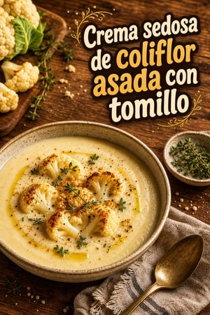 Crema sedosa de coliflor asada con tomillo y leche