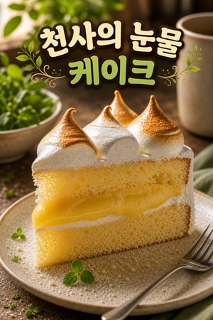 천사의 눈물 케이크 - 부드러운 메렝그와 커스터드 크림
