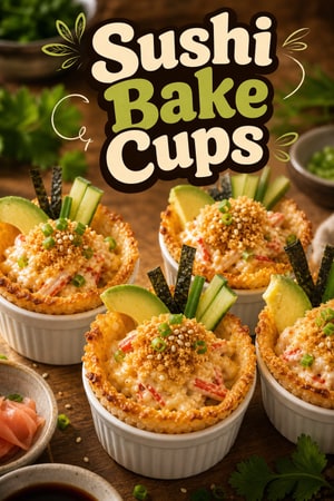 Sushi Bake Cups with Spicy Crab and Crispy Topping