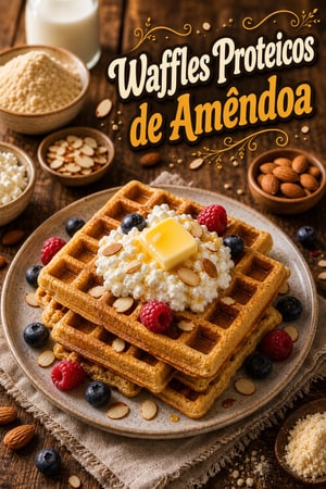 Gofres Proteicos de Farinha de Amêndoa com Queijo Cottage