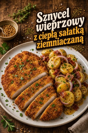 Ziołowy sznycel wieprzowy z ciepłą sałatką ziemniaczaną