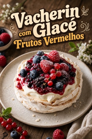 Vacherin Glacé com Creme de Baunilha e Compota de Frutos Vermelhos