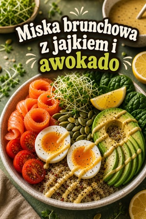 Energetyczna miska na brunch z jajkiem i awokado