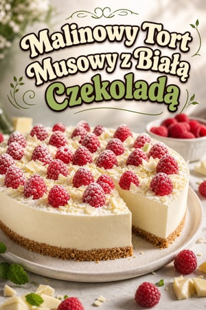 Tort Mousse z Białej Czekolady i Malin ze Spodkiem Shortbread