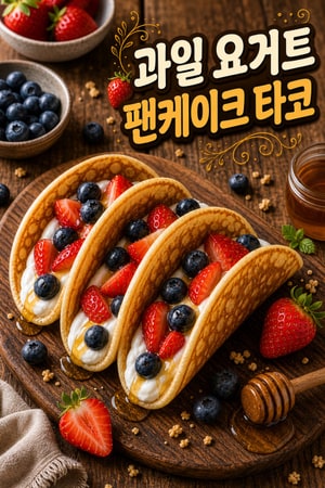 폭신폭신한 아침 식사 팬케이크 타코: 신선한 과일과 요거트의 만남