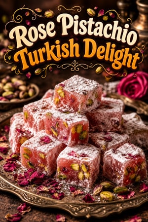 Traditional Rose and Pistachio Turkish Delight (Lokum)