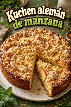 Kuchen alemán de manzana con streusel de vainilla casero