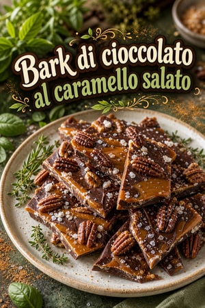 Bark di cioccolato con caramello al burro nocciola salato