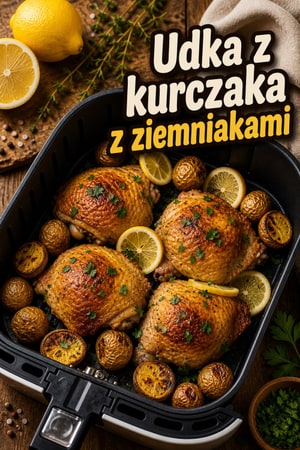 Udka z kurczaka i ziemniaki z Air Fryera z cytryną i ziołami