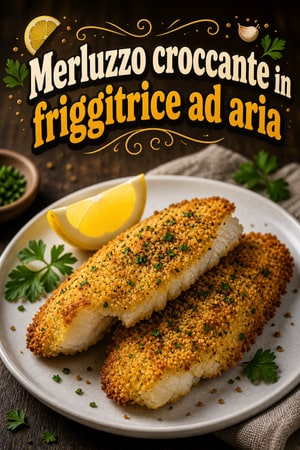 Merluzzo croccante in friggitrice ad aria con crosta al limone