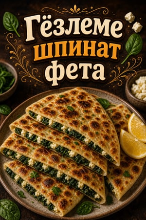Турецкие лепешки Гёзлеме со шпинатом и сыром фета