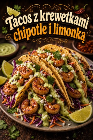 Dymne tacos z krewetkami, chipotle i kremem z awokado