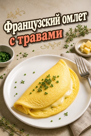 Классический французский омлет с травами и Грюйером