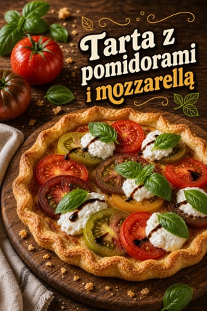 Rustykalna włoska tarta letnia z pomidorami i mozzarellą