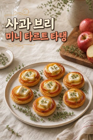 브리 치즈와 사과를 곁들인 타르탱 바이트