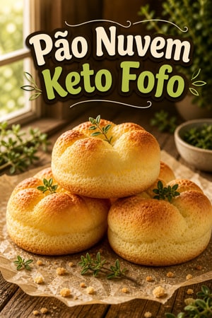 Pão Nuvem Keto Fofo - Sandes e Tostas Low-Carb Rápido