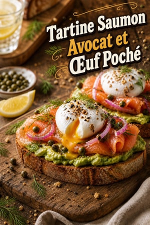 Tartine de Brunch au Saumon Fumé, Avocat et Œuf Poché