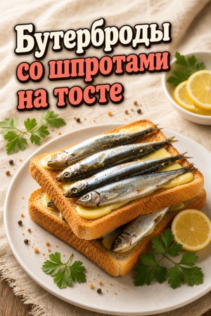 Классические бутерброды со шпротами на хрустящем масляном тосте