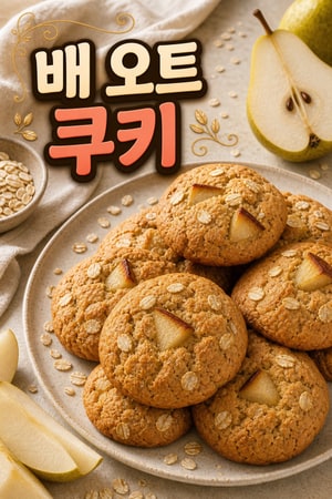 부드러운 3재료 배 오트쿠키 — 자연 단맛, 오트밀로 구운 쉽고 간단한 홈메이드 간식 레시피