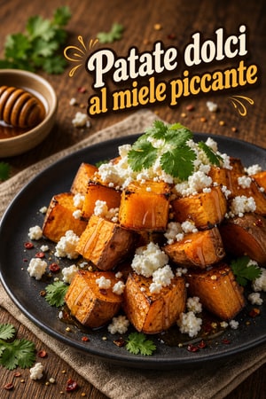 Patate Dolci Arrostite al Miele Piccante e Feta