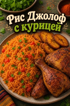 Настоящий нигерийский рис Джолоф с запеченной курицей