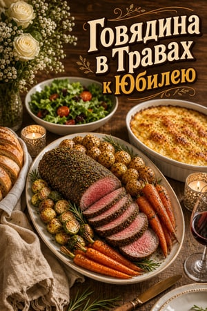 Праздничное буфе к юбилею с травяной корочкой из говядины