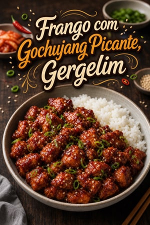 Frango com Gochujang Picante, Gergelim e Cebolinhos