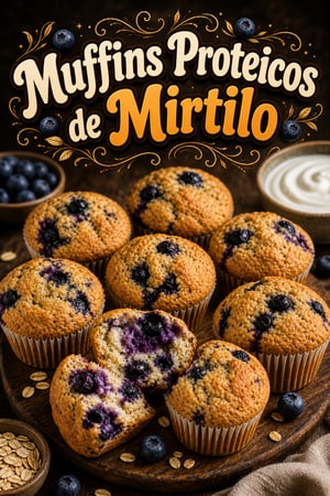 Muffins de Mirtilo Proteicos com Iogurte Grego e Aveia