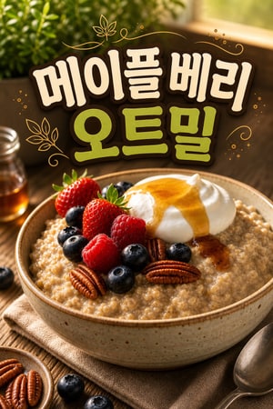 슬로우쿠커로 밤새 끓인 크리미 메이플 오트밀, 베리와 견과류 가득한 향긋하고 간편한 아침식사 레시피