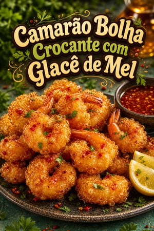 Camarão Bolha Crocante com Glacê de Mel Picante