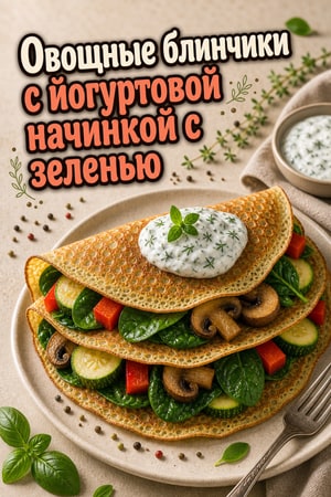 Овощные блинчики с йогуртовой начинкой с зеленью