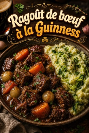 Ragoût de bœuf à la Guinness et colcannon crémeux, festif