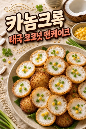 태국식 코코넛 팬케이크 카놈크록 레시피: 겉바속촉 태국 길거리 간식 만들기